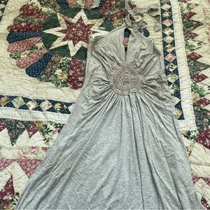 SKY gray jersey halter maxi dress